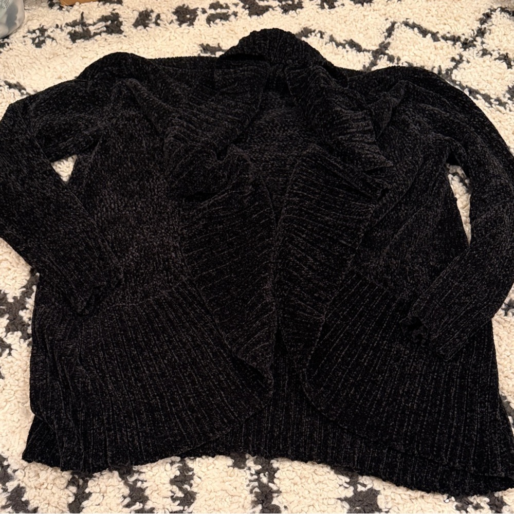 a new day Black Chenille Draped Open-Front Cardigan